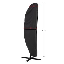 Pure Garden Offset Outdoor Umbrella Cover - Heavy-Duty Waterproof Protection for Banana Frame Umbrellas Up to 11.5 Ft Round or 7.5 Ft Square (Gray)