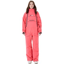 OUKAFU Women One Pieces Ski Suits Waterproof Ski Jumpsuits Winter Onesies Snowsuits Snowboard Coveralls for Snow Sports(Pink, S)