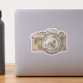 TinyThread Travel World Map Photography Camera Vinyl Decal Decor Wall Bumper Laptop Sticker