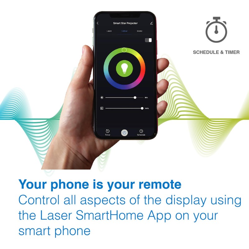 Laser Star Projector Night Light with Colour-Changing LED & Timer