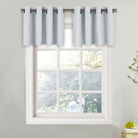 NICETOWN Kitchen Window Curtain Valance - Functional Thermal Insulated Eyelet Top Room Darkening Curtain Panel 1 Piece Valance - W52 x L18 1.2 inches Header, Greyish White