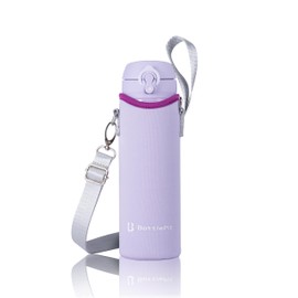 BottlePit Water Bottle Cover 500ml Shoulder Strap Water Bottle Holder Case for Kids Girls Boys Water Bottle Carrying Case Only (Purple)