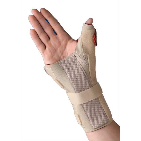 Thermoskin-86239 Carpal Tunnel Brace Wrist Support with Thumb Spica, Right, X-Large, Beige
