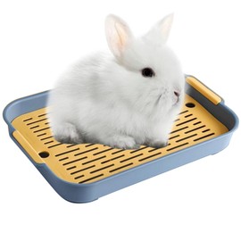 Rabbit Toilet Tray, Rabbit Litter Box, Hamster Toilet, Plastic Grate, Rabbit Toilet for Small Animals, Chinchilla, Hamsters, Rabbits, Guinea Pigs (Blue, S)