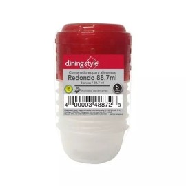 Dining Style Contenedor Redondo Para Comida 3oz 88.7ml Dining Style 5pz