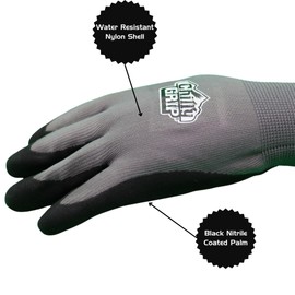Red Steer A320 Gray Medium Nylon Full Fingered Work & General Purpose Gloves - PVC Palm Only Coating - A320-M [PRICE is per PAIR]