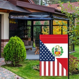 Peru USA Friendship Garden Flag,18×12 inch Peruvian Decor,Heavy Duty Double Side Digital Printed 210D Polyester Banner For Outdoor Indoor Parade(Pole Not Included)