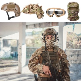 SANYETS Airsoft Helmet,Tactical Fast Helmet with 3D Camo Helmet Cover,Airsoft Balaclava Mask, Army Costume Adults,Airsoft Tactical Protection Gear