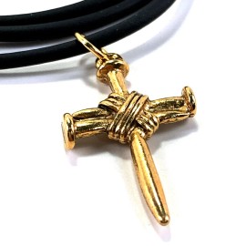 Forgiven Jewelry Wire Wrapped Nail Cross Gold (BF6G)