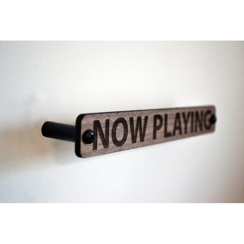 Wall Mounted Now Playing Vinyl Record Storage Display Stand (Walnut