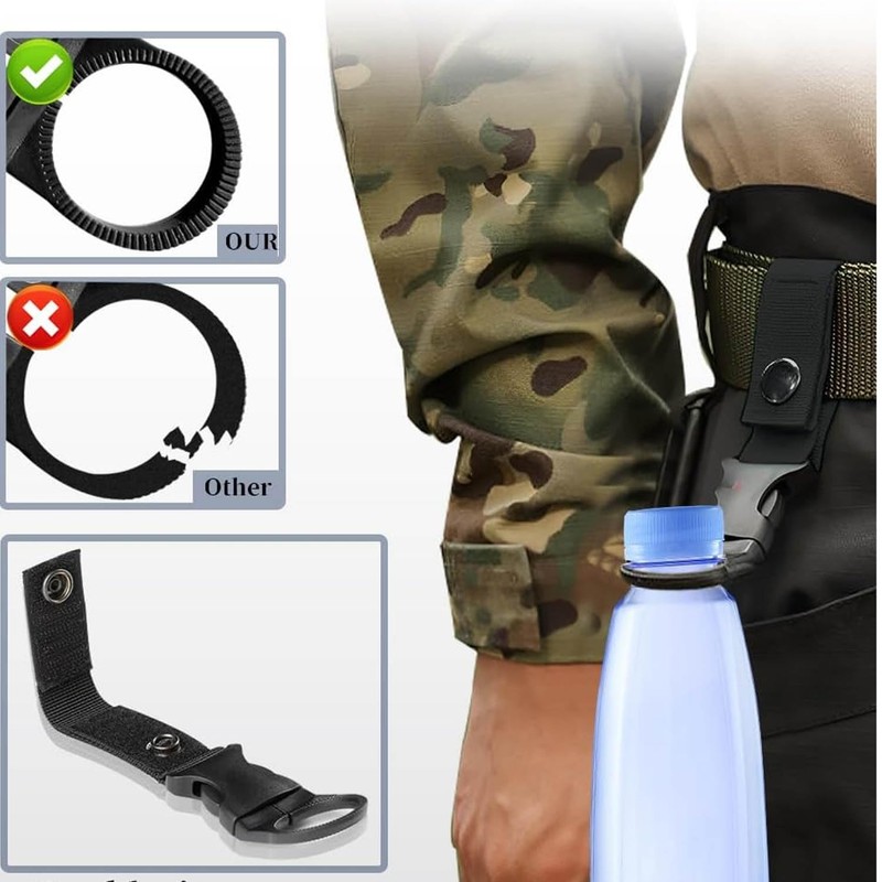 ペットボトルホルダー カラビナ付き ペットボトルカバー 散歩 アウトドア 折り畳 ブラック 軽量 携帯便利 分離