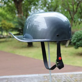 Woljay Vintage Open Face Motorcycle Helmet Retro Baseball Cap Half Helmets Men Women for Cruiser Street Scooter Moped Cap Jet with Mask Glasses - DOT Certified (Large, Gloss Carbon Fiber)