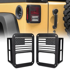 GLOBLED Tail Light Cover Compatible with Jeep JK Wrangler 2007-2018, Taillight Guards Covers with US Flag Pattern Decorative Exterior Protector