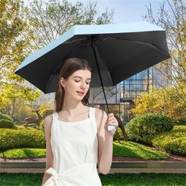 QUINTRA Mini Travel Parasol for Purse with Case, Small Compact Umbrella, Lightweight Portable Windproof for Women Men Outdoor Accessories for Travel, Mint Green, One Size