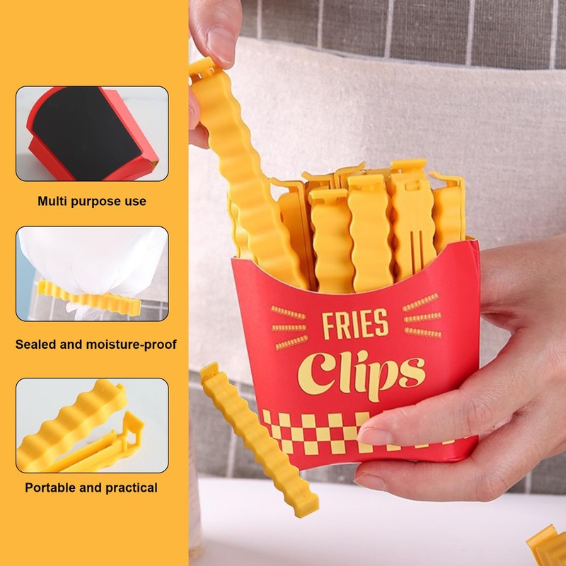 Cute Potato Fry Design Food Clips - Durable Food Bag