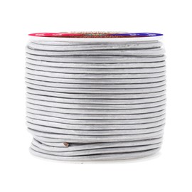 Mandala Crafts Round Cowhide Genuine Silver Leather Cord for Jewelry Making Kumihimo Leather Rope Spool - Silver Leather String Lace - 20 Yds 1.5mm Leather Cording