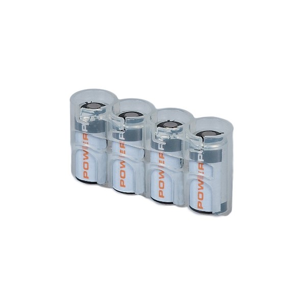 Storacell by Powerpax Slimline CR123 Battery Storage Caddy, Clear, Holds 4 Batteries (Not Included)