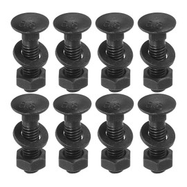 sourcing map M6 x 20mm Carriage Bolt Kit, 25 Set Round Head Square Neck Screws, Carriage Bolts Screws Set Includes Washers and Nuts - Carbon Steel Black Oxide for Fastening Accessories