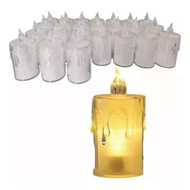 VELA PARPADEANTE 24 Velas Led Decorativas Lagrimas Transparentes Boda Fiesta