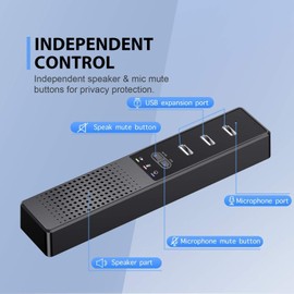 Cykvis 3 in 1 USB Computer Speaker with Microphone, PC Laptop Conference Speaker with Mic for Smart Home Office and Online Study，360 Degree Enhanced Voice Pickup, Noise Reduction