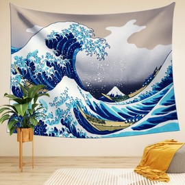 LIGICKY Tapestry Wall Hanging Ukiyoe Hokusai The Great Wave off Kanagawa Wall Tapestries with Art Nature Home Decorations for Living Room Bedroom Dorm Decor, 59.1" x 78.7"