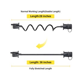 Oyviny 4 Way Flat Trailer Extension Coiled Cable 3 Feet 4 Pin Male and Female Wiring Harness Adapter 36" Stretchable Coiled Extension Wiring Cable with Dust Cover Plug & Play Connector 18 Guage