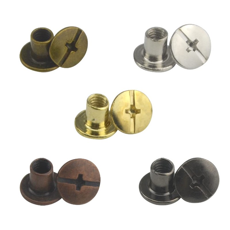XINMEIWEN 100 Sets Chicago Screws Assorted Kit Double-Sided Leather Screw