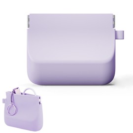 Freewindo Silicone Headphone Organizer Wired Earbud Case Pouch, Portable Data Cable Organizer Case, Silicone Coin Purse Pouch Change Holder for Women and Men (Small, Purple)