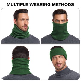 Century Star Winter Warm Neck Gaiters For Men Fleece Neck Warmer Thick Mens Neck Scarf Windproof Face Cover Green One Size