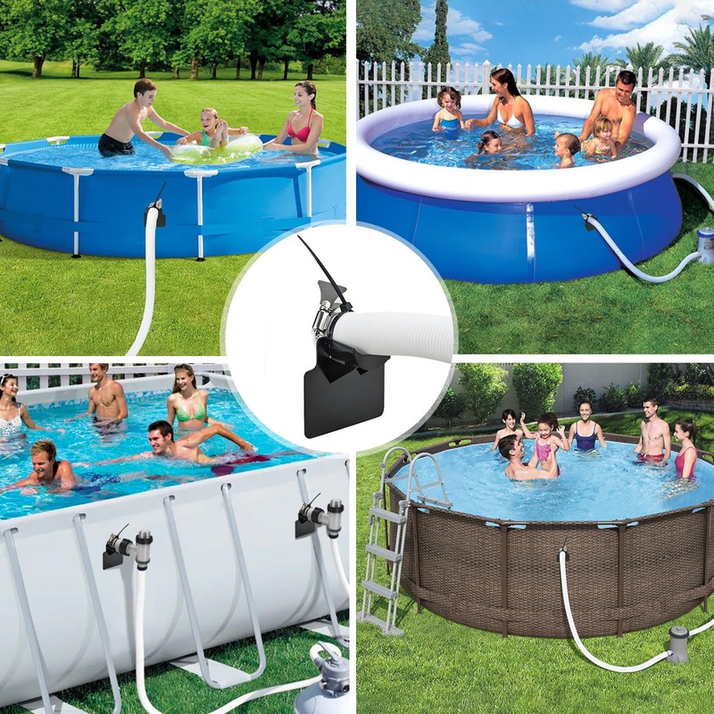 Pool Schlauchhalter 2 Stück Schwimmbad Rohrhalterung Schwarz Pool Schlauchhalterung Zubehör