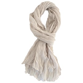 Belsen Summer Cotton Blend Crinkle Vintage Soft Scarf Fashion Solid Scarf Wrap Shawl (Beige)