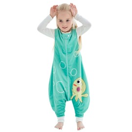 MICHLEY Baby Sleeping Bag Sack with Feet Spring Winter Swaddle Wearable Blanket Sleeveless Nightgowns for Infant Toddler, 5-6T, Green Octopus