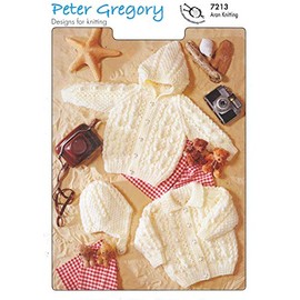 Peter Gregory Knitting Pattern 7213 Hooded Jacket, Cardigan & Hat In Aran Weight