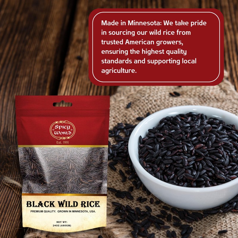 Minnesota Grown Black Wild Rice 6 Pound Bag - Premium