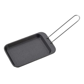 Captain Stag UM-2403 Cast Iron Plate, Compact Plate, Large, No Seasoning Required, Handle Included, Black