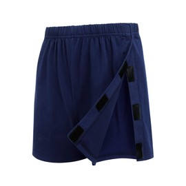 Deyeek Post Surgery Shorts Breakaway 2 Side Snaps Rip Off Cotton Athletic Shorts Adaptive Clothing Post Vasectomy Underwear Navy Blue