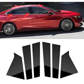 NEESPOC Pillar Posts Door Window Trim Fit for Chevy Malibu LS/LT/LTZ/RS/Premier/Hybrid 2016-2023, 6pcs Glossy Black Anti Scratch Stickers Door Pillar Molding Cover Exterior Accessories
