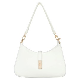 hwnnon White Elegant Twist Lock Crossbody Bag