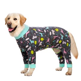 Dog Pajamas Jumpsuit for Medium Large Dogs,Lightweight Dog Pjs Clothes Apparel Onesies,Shirt for Large Size Dogs After Surgery, Full Belly (32 (Chest 32.28'',Back Length 22.05''), Dark Gray)
