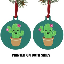 GRAPHICS & MORE Cute Cactus in Pot with Pink Flowers Aluminum Holiday Christmas Tree Ornament - 3.0" (7.6 cm) x 3.37" (8.6 cm)