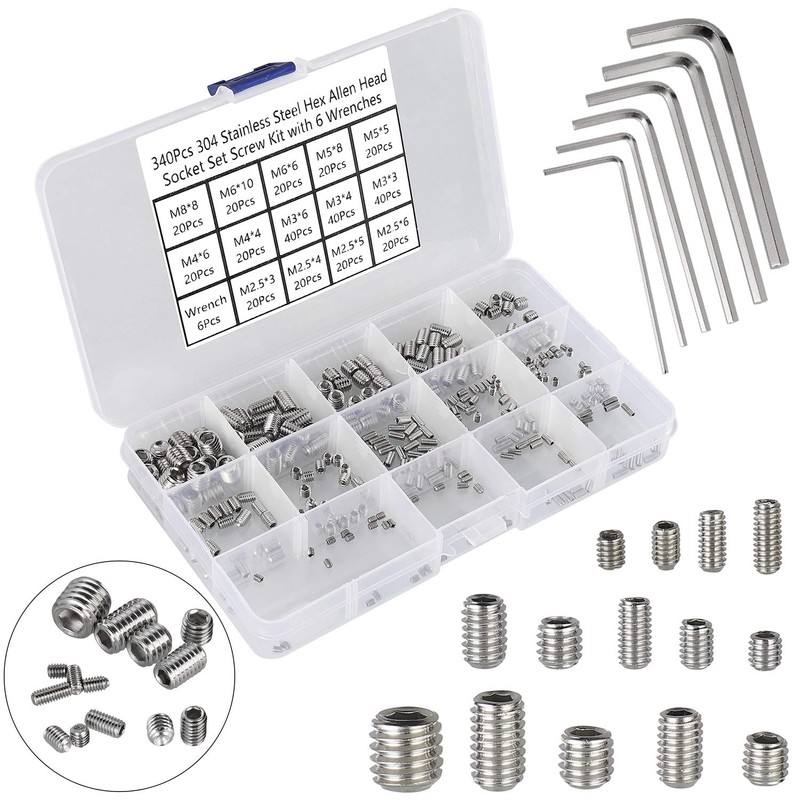 HanTof 340Pcs M2.5, M3, M4, M5, M6, M8 Metric Hex