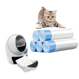 Ferypet 100 Packs Cat Litter Bags with Drawstring, Compatible with Litter-Robot 3/4 Cat Litter Box, Replacement Waste Bags Eplacement Liners Waste Bags