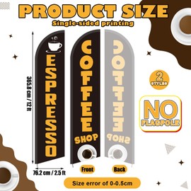 2 Pack Coffee Espresso Feather Flags Cafe Banner, Fashionable