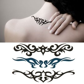 S.A.V.I 3D Temporary Tattoo Totem Design Size 10.5x6cm - 1pc, Black, 7 g