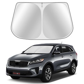 Toluoma Custom Fit Windshield Sun Shade for Kia Sorento 2016-2020 - Full Coverage, 210T Reflective Fabric, Double-Layer Design - Blocks 99% UV Rays, Keeps Car Cool, Easy to Install and Store