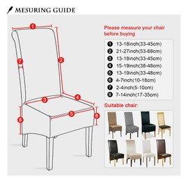 Leorate High Back Chair Covers Stretch Spandex Printing Chair Slipcover Seat Cover for Home Dining Room Kitchen Hotel Color-840 Pack of 6
