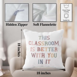 Classroom Pillows Covers, This Classroom Is Better With You In It Reversible Pillow, Colorful Inspirational Quotes Throw Pillow Case For Classroom Playroom Nursery Reading Corner Decor -29