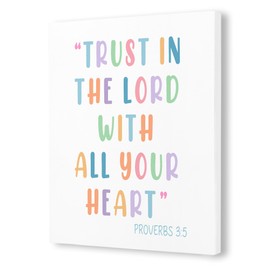 Pugwak Christian Classroom Wall Art Canvas Prints - Bible Verse Scripture Wall Decor Framed Canvas Colorful Baptism Wall Art Painting Artwork for Classroom Kids Room Church Decor 11×14 Inch