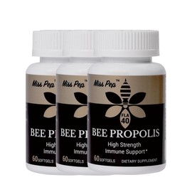 Miss Pep Bee Propolis Supplement - 200mg per Serving | Dietary Supplement | Easy to Swallow and Edible(3 Bottle)