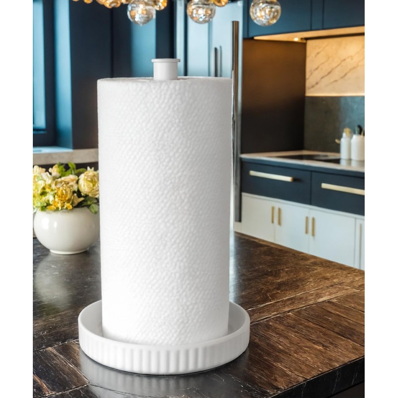 Kitchen Roll Holder Free Standing, Easy-to-Clean Ceramic Base, 18cm Diameter